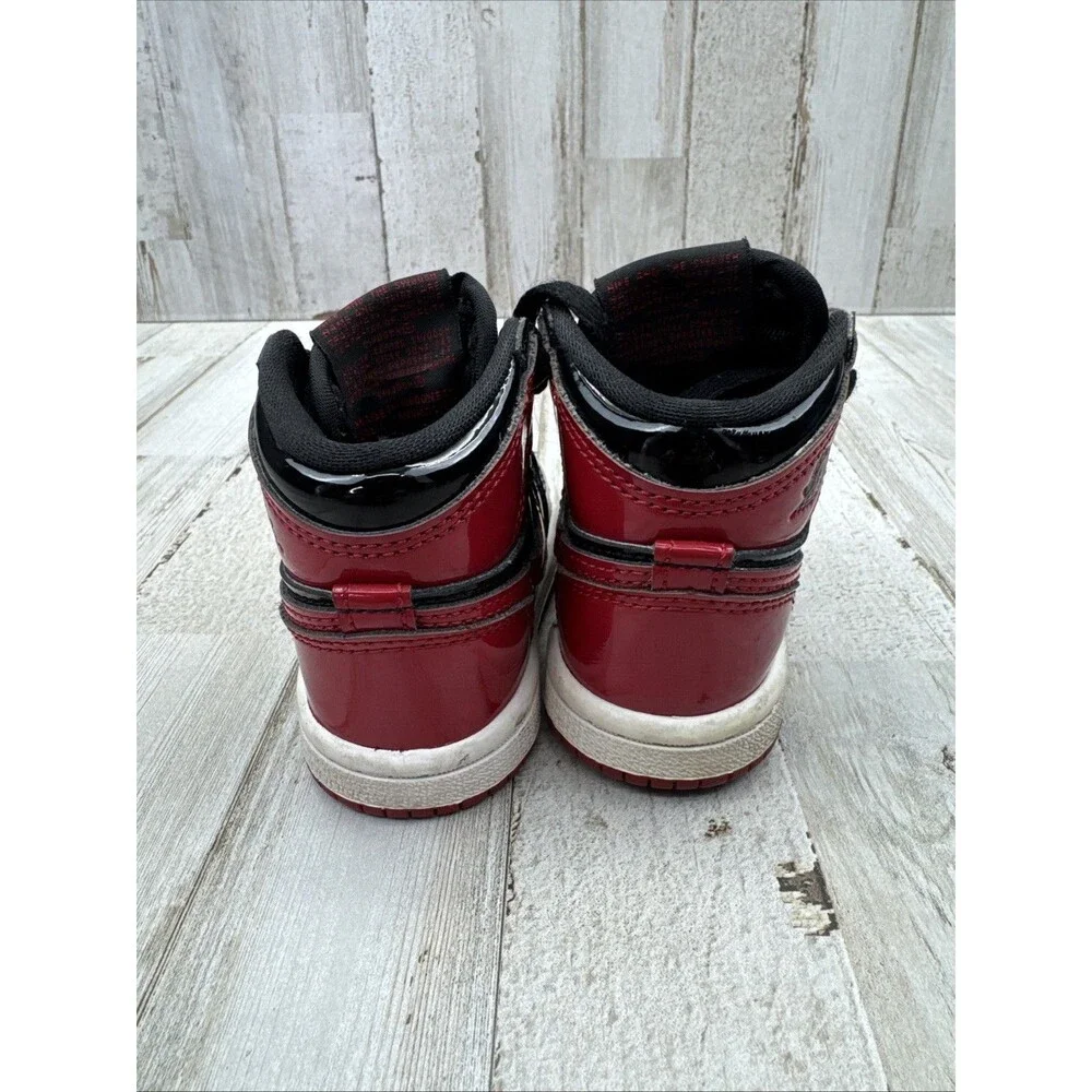 Jordan 1 Retro High OG Patent Bred Toddler TD size 4C Black Varsity Red